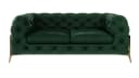 S-Style Möbel Chesterfield-Sofa 2-Sitzer Ashley Grün mit goldenen Metallfüßen Bild 3