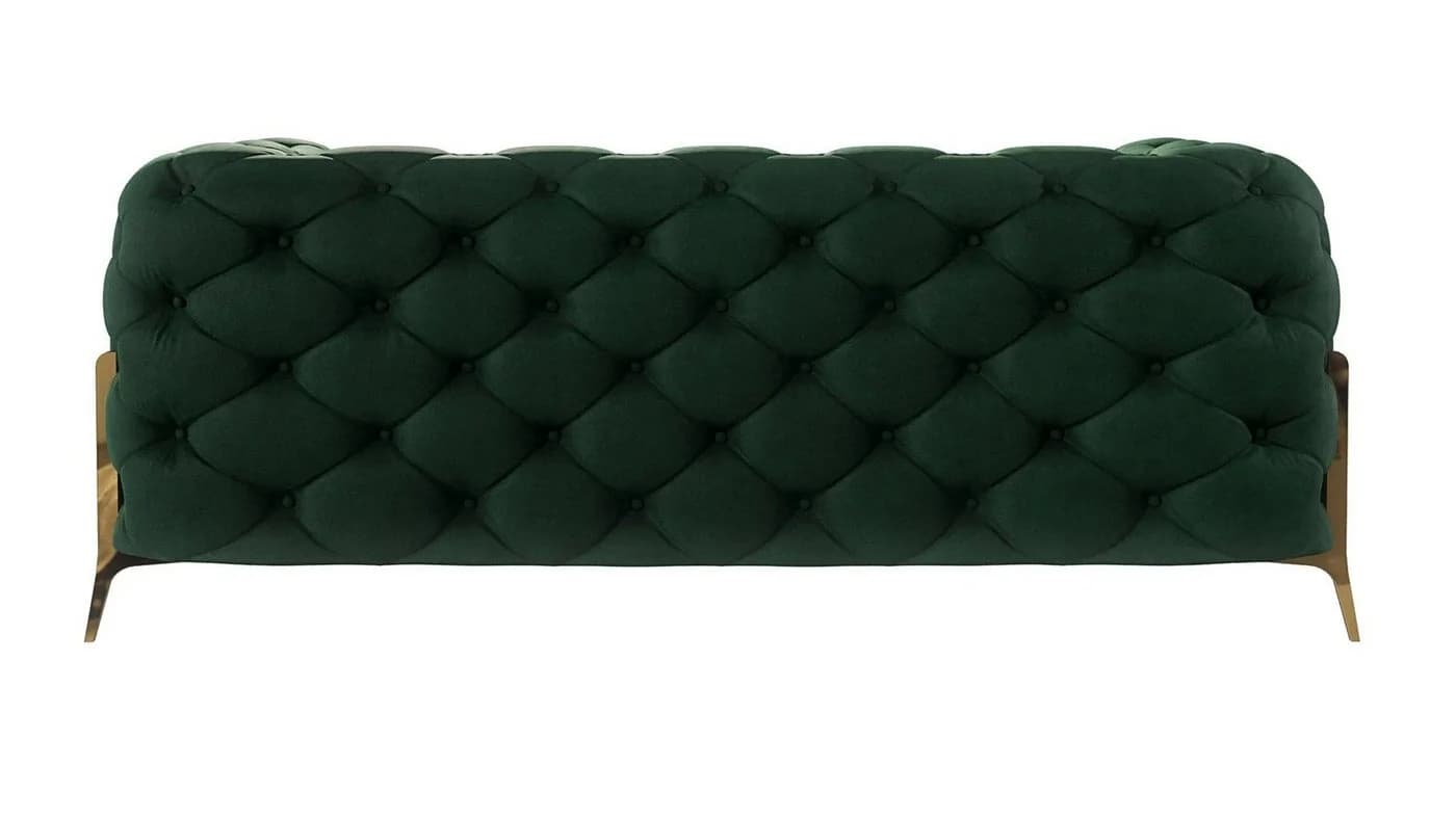 S-Style Möbel Chesterfield-Sofa 2-Sitzer Ashley Grün mit goldenen Metallfüßen - Bild 4