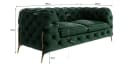 S-Style Möbel Chesterfield-Sofa 2-Sitzer Ashley Grün mit goldenen Metallfüßen Bild 5
