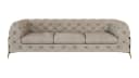 S-Style Möbel Chesterfield-Sofa 3-Sitzer Ashley Beige Gold Metallfüße Bild 3
