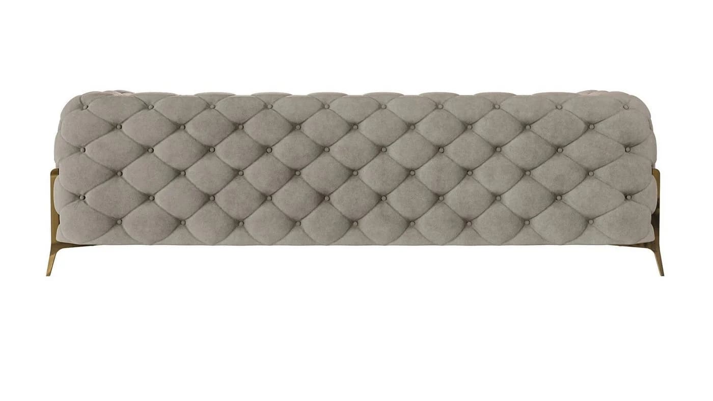 S-Style Möbel Chesterfield-Sofa 3-Sitzer Ashley Beige Gold Metallfüße - Bild 4