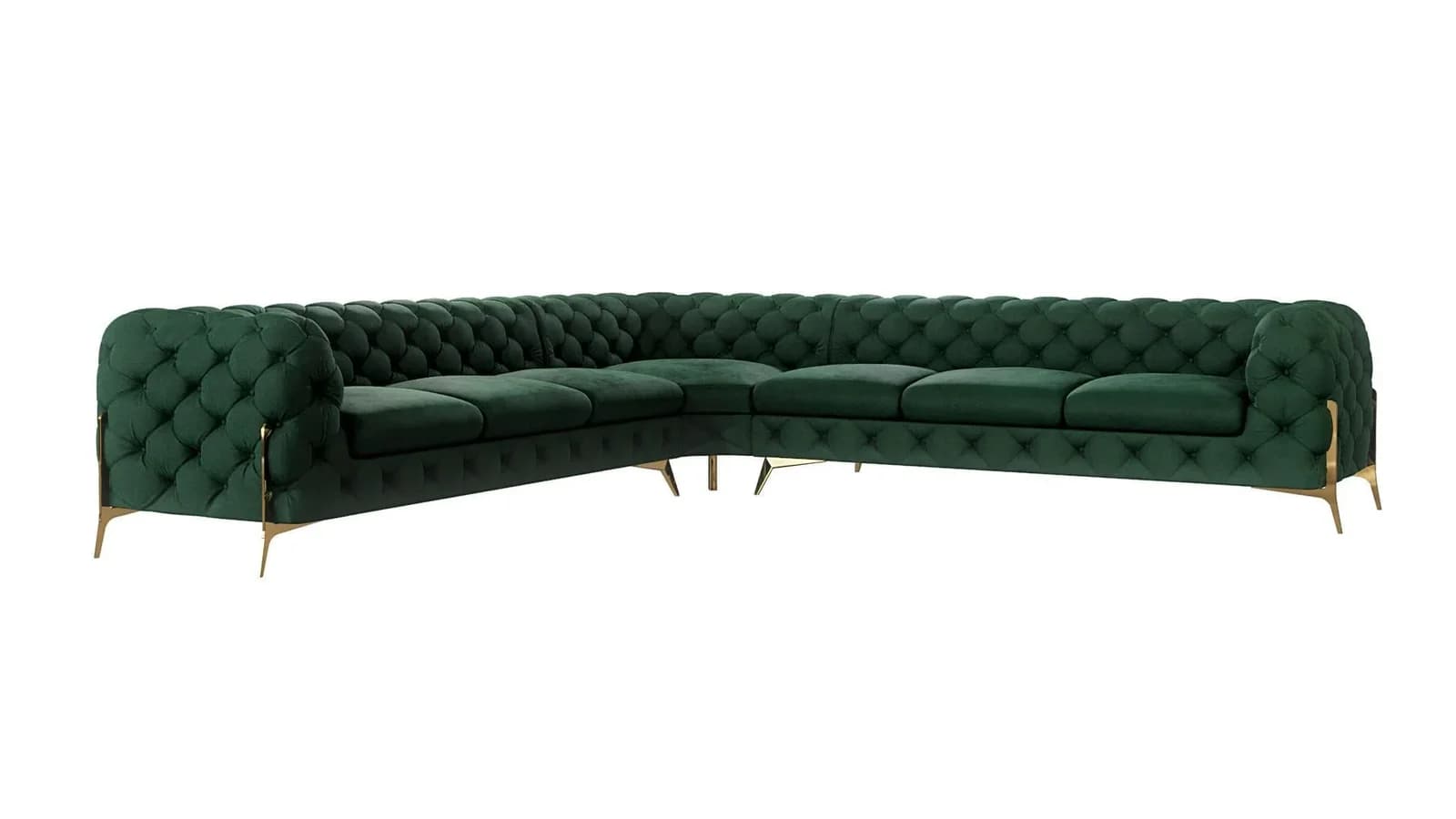 Chesterfield Ecksofa Lexi Flaschengrün Samt