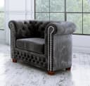 S-Style Möbel Polstergarnitur Chesterfield Leeds 3+2+1 Schwarz Samt Bild 5