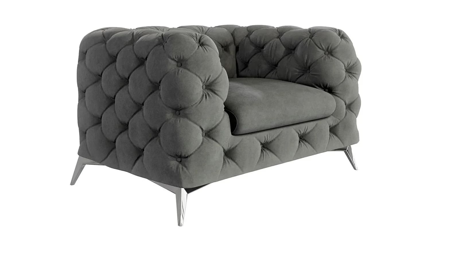 S-Style Möbel Chesterfield-Sessel Kalina mit Wellenfederung Silber