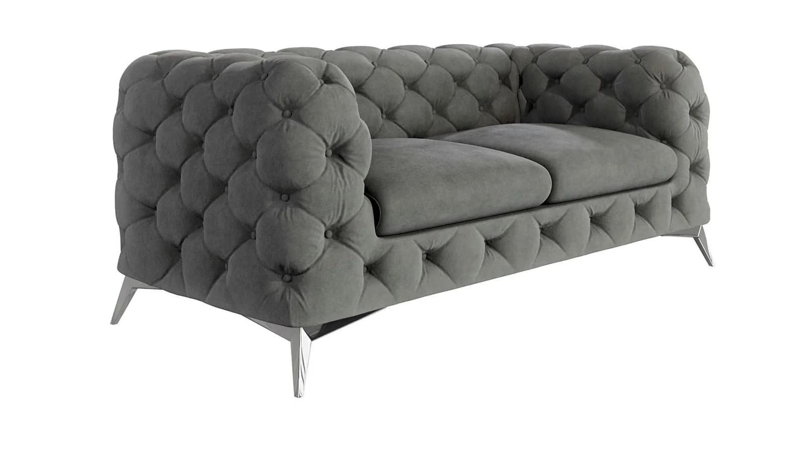 S-Style Möbel Chesterfield-Sofa Kalina 2-Sitzer Samt