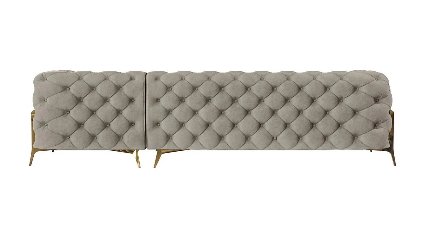 S-Style Möbel Ecksofa Ashley Chesterfield Samt Beige/Gold - Bild 4