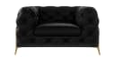 S-Style Möbel Chesterfield Sofa-Set Schwarz Samt mit Goldenen Metallfüßen Bild 1