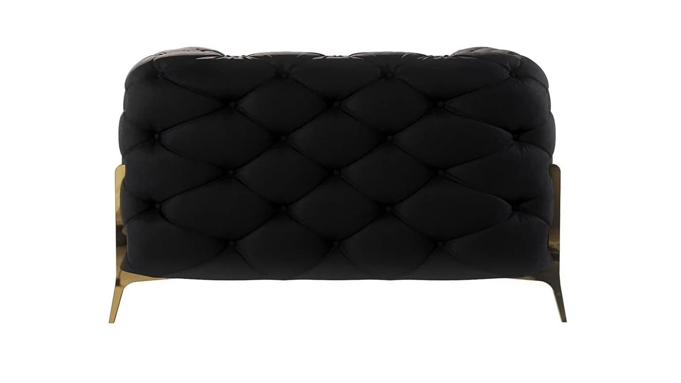 S-Style Möbel Chesterfield Sofa-Set Schwarz Samt mit Goldenen Metallfüßen - Bild 4