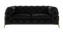 S-Style Möbel Chesterfield Sofa-Set Schwarz Samt mit Goldenen Metallfüßen Bild 5