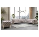 S-Style Möbel Polstergarnitur Ashley 3+2+1 Chesterfield Samt Beige/Gold Bild 2