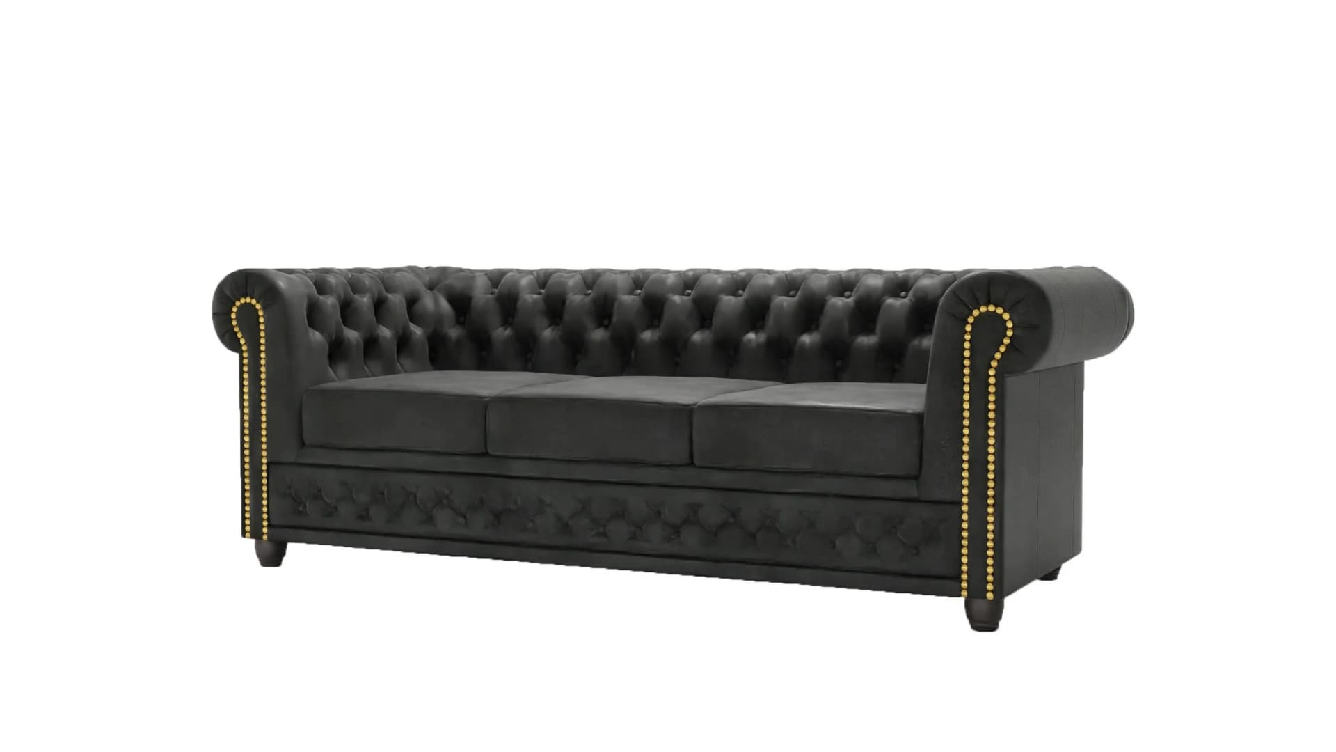 Flux Chesterfield-Sofa 3-sitzer Anthrazit Microfaser Vintageoptik