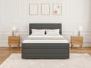 S-Style Möbel Boxspringbett Jasper mit Topper und Bettkasten Plüschcord Grau Bild 1