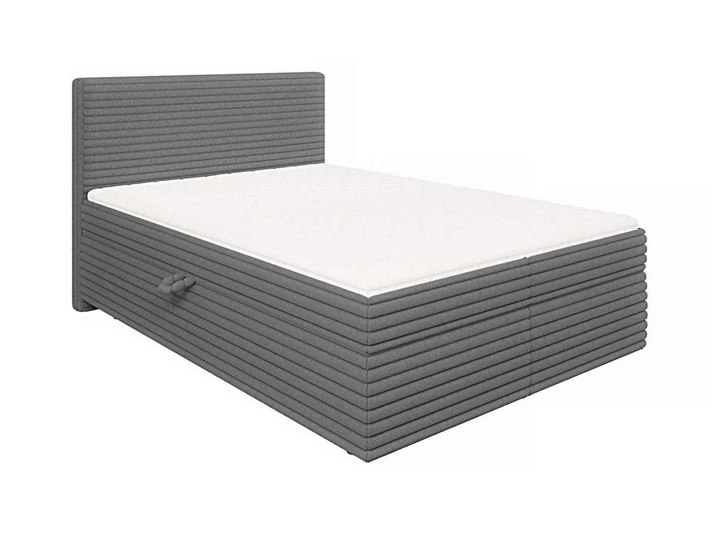 S-Style Möbel Boxspringbett Jasper mit Topper und Bettkasten Plüschcord Grau - Bild 4