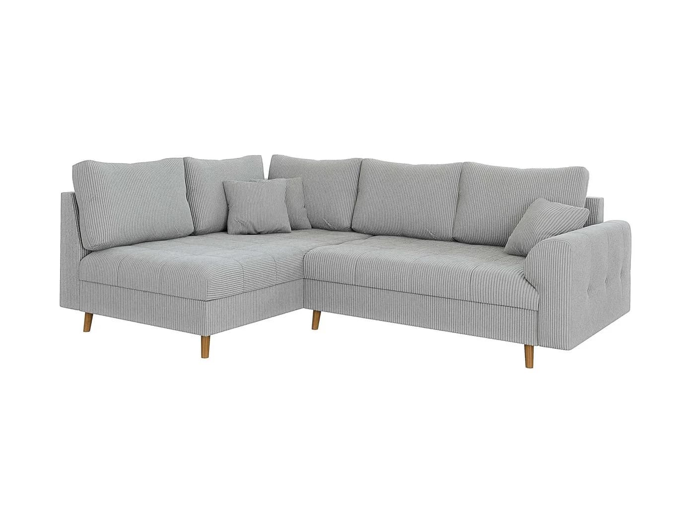 S-Style Möbel Ecksofa Zara Cord Grau Skandinavisch