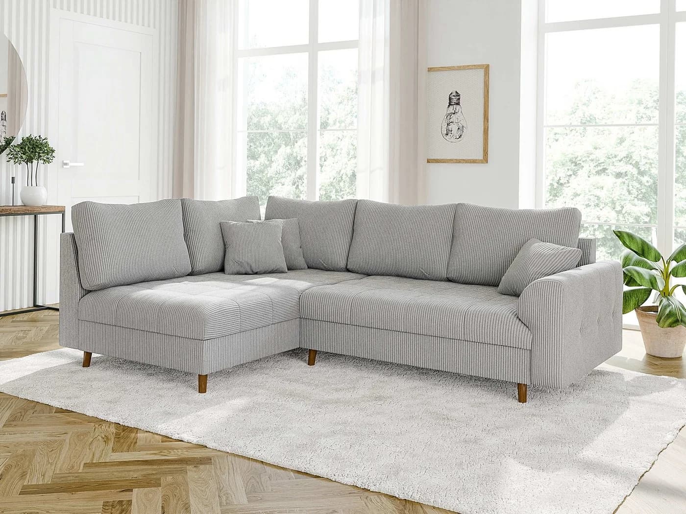 S-Style Möbel Ecksofa Zara Cord Grau Skandinavisch - Bild 2
