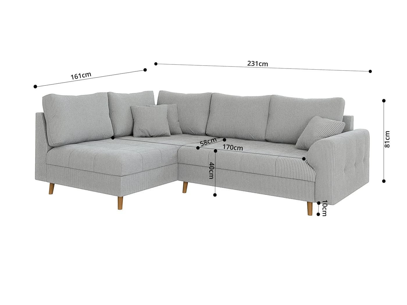S-Style Möbel Ecksofa Zara Cord Grau Skandinavisch - Bild 4