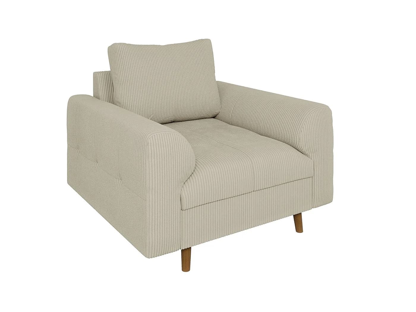 S-Style Möbel Sessel Zara Cord-Stoff Skandinavisch Beige/Braun