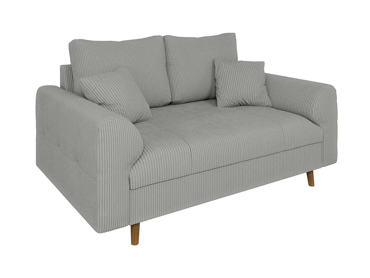 S-Style Möbel 2-Sitzer Sofa Zara Cord Grau Skandinavisch