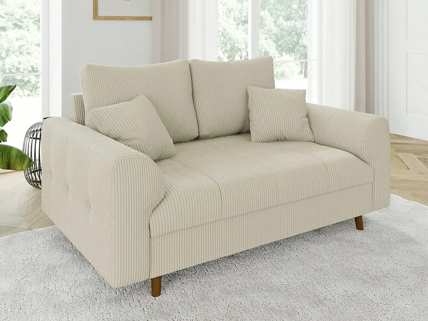 S-Style Möbel Polstergarnitur Zara 3+2+1 Beige Cord Skandinavisch - Bild 4