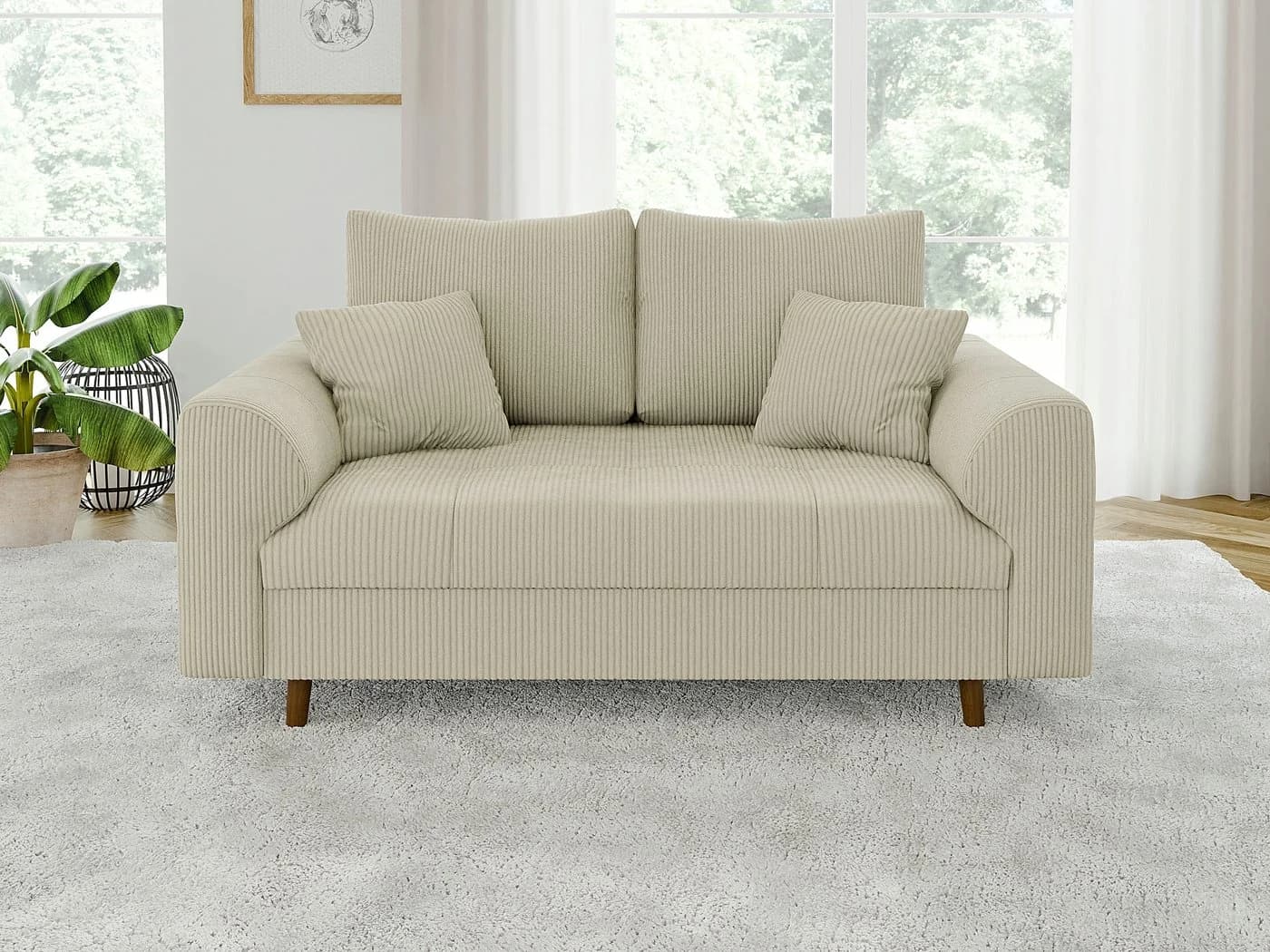 S-Style Möbel Polstergarnitur Zara 3+2+1 Beige Cord Skandinavisch - Bild 5