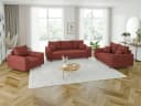 S-Style Möbel Polstergarnitur Zara 3+2+1 Cord-Stoff Braun Holzfüße Bild 2