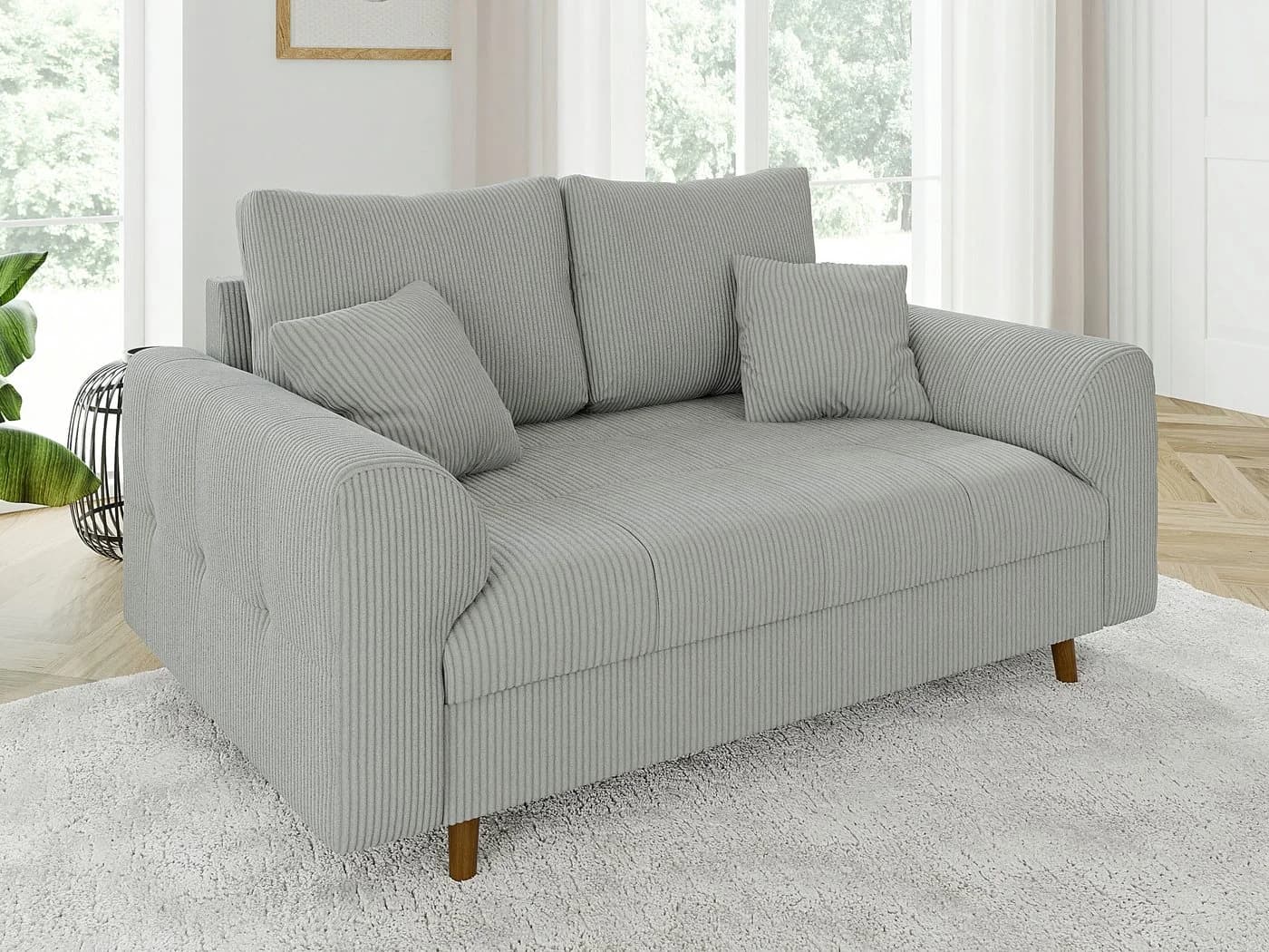 S-Style Möbel Polstergarnitur Zara 3+2+1 Skandinavisch Cord-Stoff Grau - Bild 4