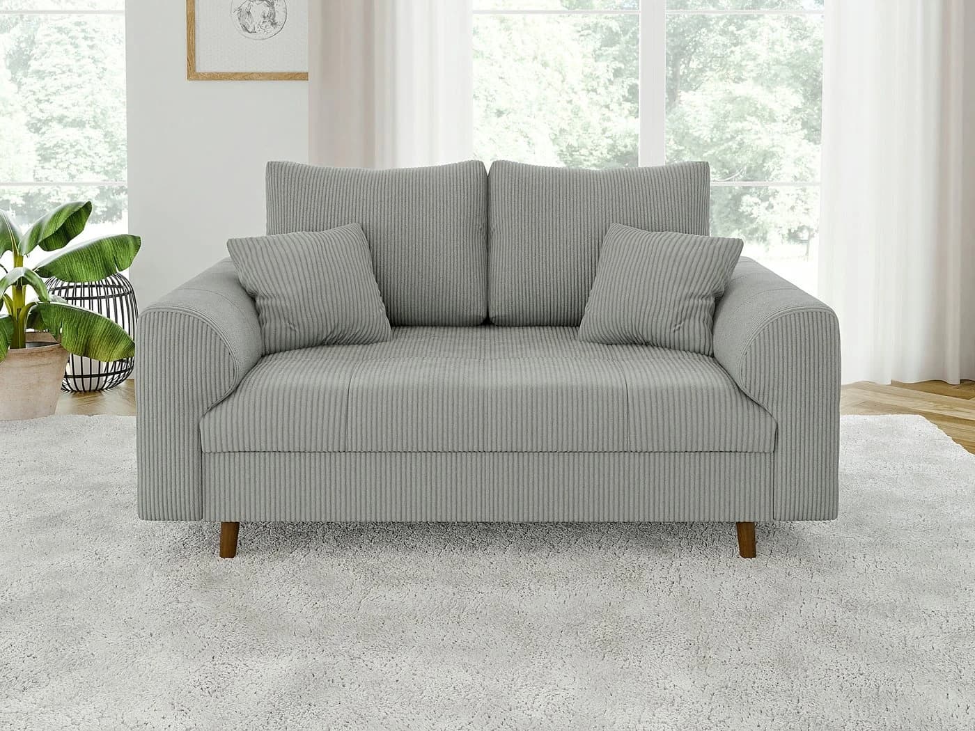 S-Style Möbel Polstergarnitur Zara 3+2+1 Skandinavisch Cord-Stoff Grau - Bild 5