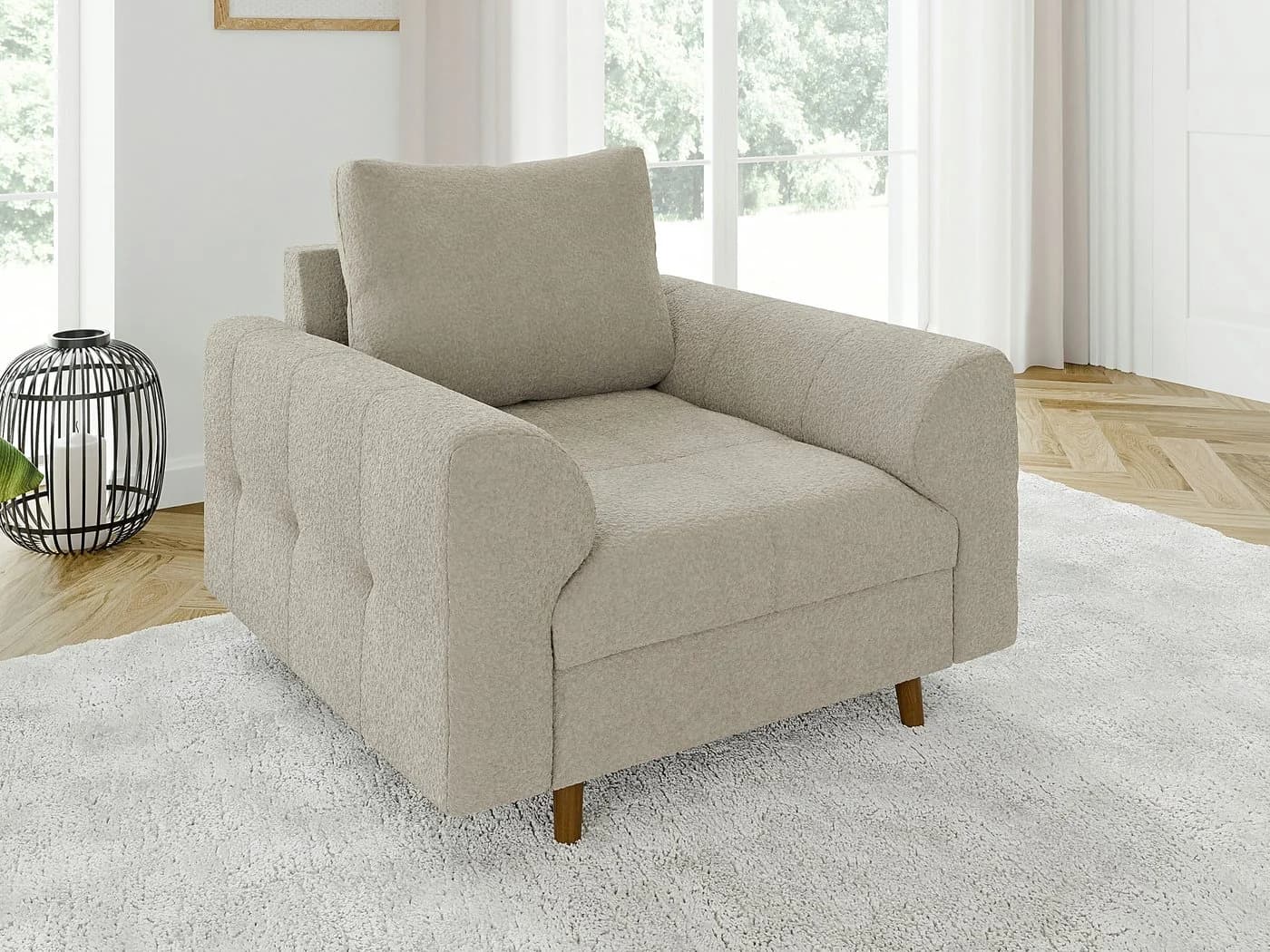 S-Style Möbel Polstergarnitur 3+2+1 Leif Beige Boucle Skandinavisch - Bild 5