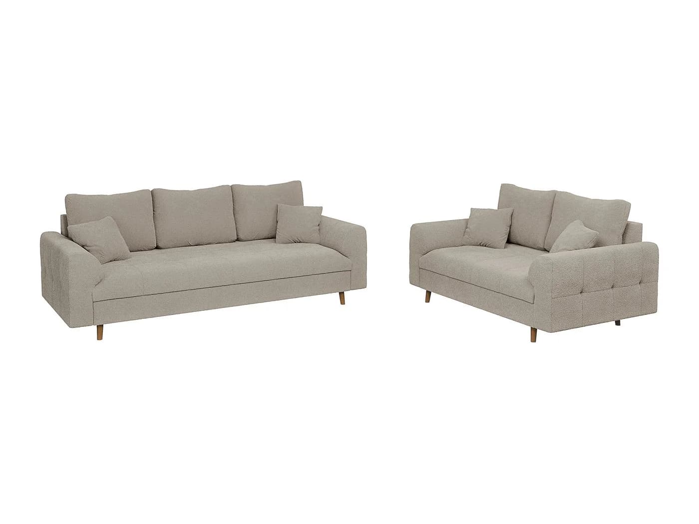 S-Style Möbel Polstergarnitur Leif 3+2 Beige Boucle Skandinavisch
