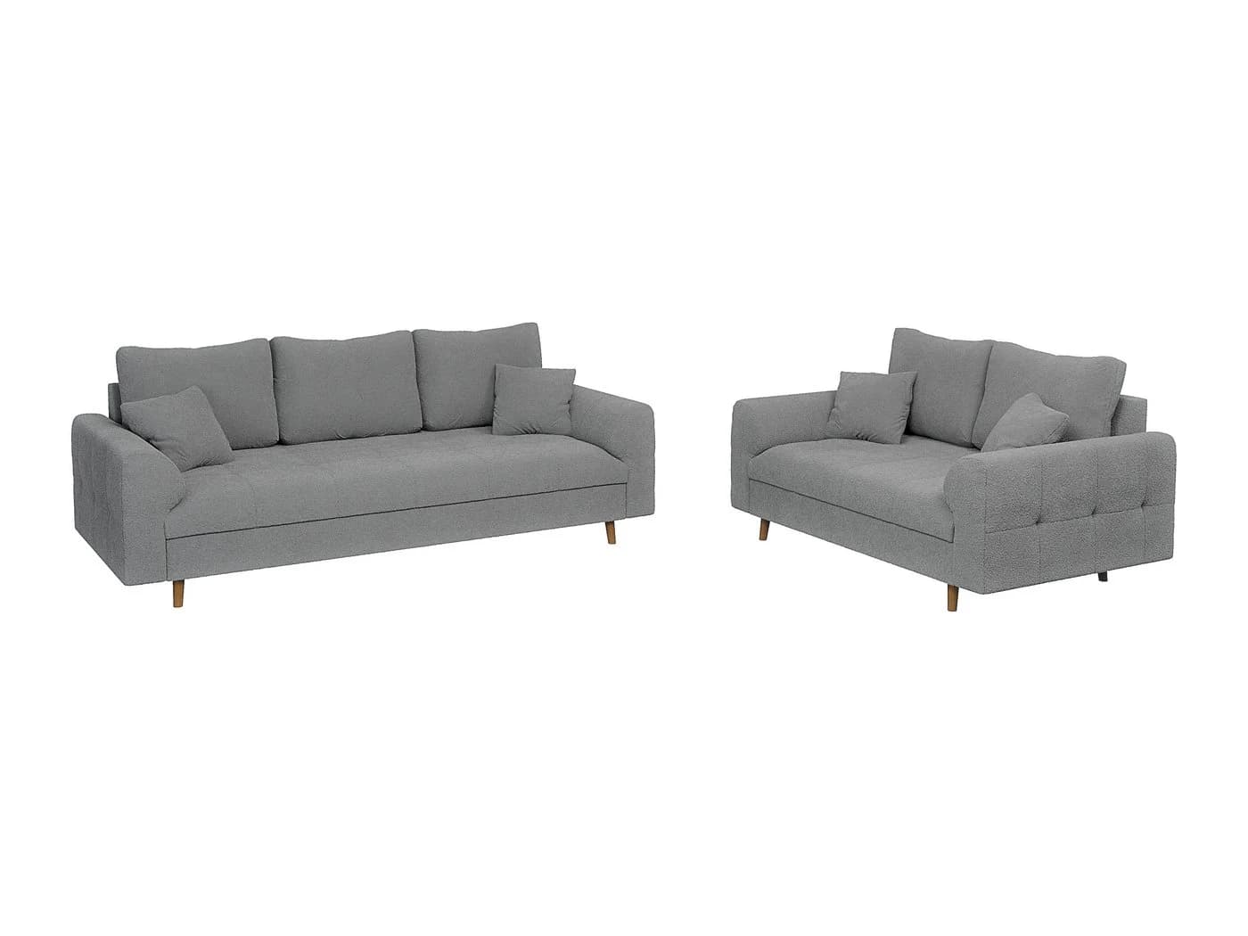 S-Style Möbel Polstergarnitur Leif 3+2 Skandinavisch Boucle Grau
