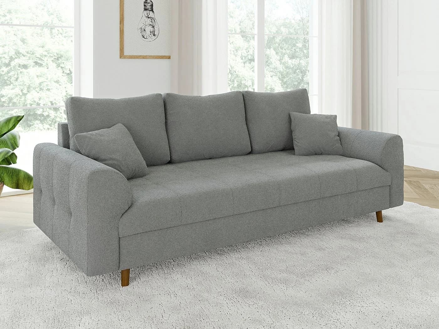 S-Style Möbel Polstergarnitur Leif 3+2 Skandinavisch Boucle Grau - Bild 3