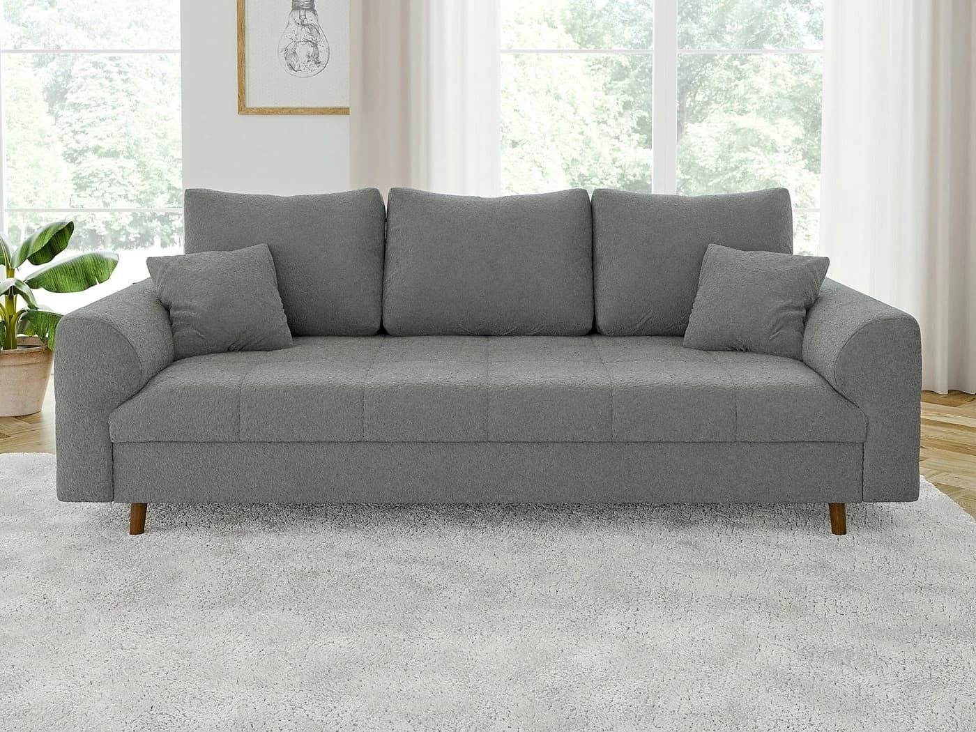 S-Style Möbel Polstergarnitur Leif 3+2 Skandinavisch Boucle Grau - Bild 5