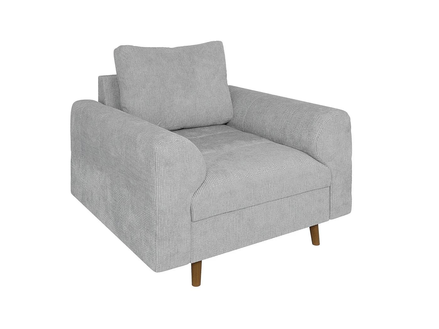 S-Style Möbel Sessel Kristian Grau Chenille Skandinavisch Holzfüße