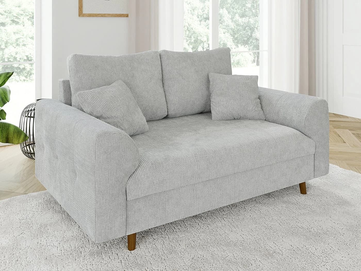 S-Style Möbel 2-Sitzer Sofa Kristian Chenille Grau Braune Holzfüße - Bild 2