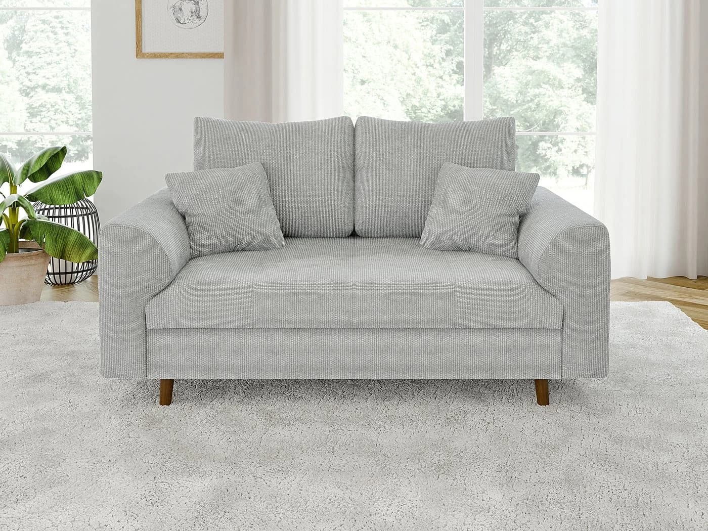 S-Style Möbel 2-Sitzer Sofa Kristian Chenille Grau Braune Holzfüße - Bild 3