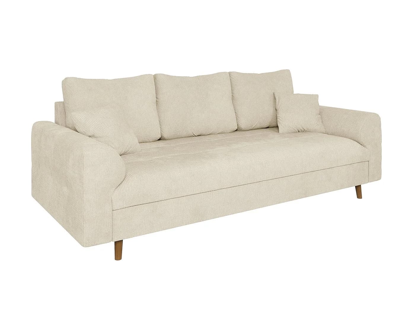 S-Style Möbel 3-Sitzer Sofa Kristian Beige Chenille Braun Holzfüße