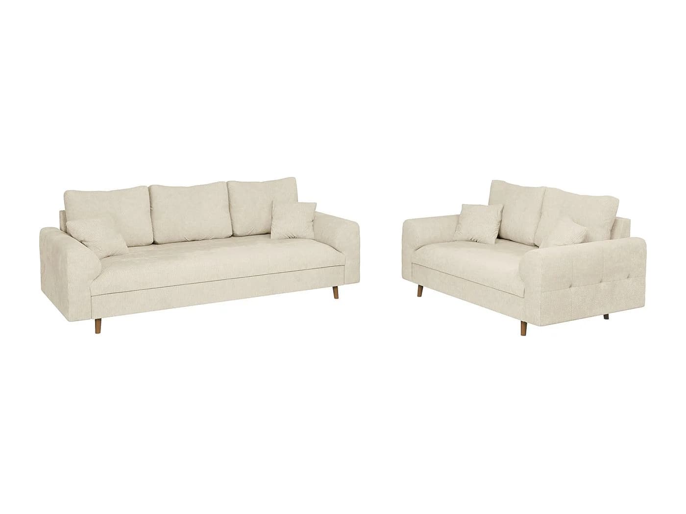 S-Style Möbel Polstergarnitur Kristian 3+2 Beige Chenille Skandinavisch