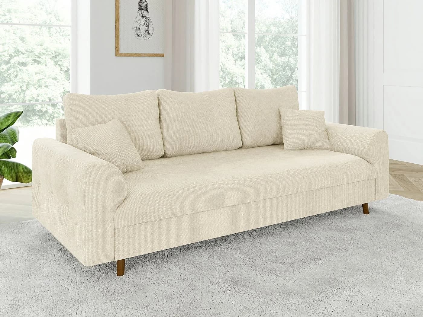 S-Style Möbel Polstergarnitur Kristian 3+2 Beige Chenille Skandinavisch - Bild 3