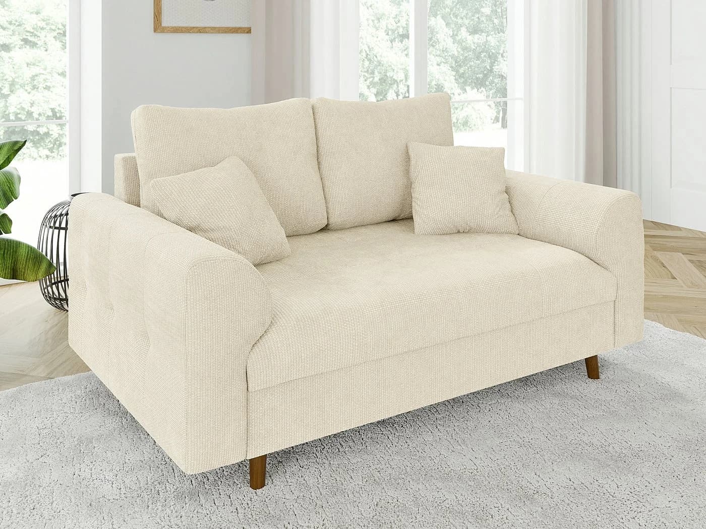 S-Style Möbel Polstergarnitur Kristian 3+2 Beige Chenille Skandinavisch - Bild 4