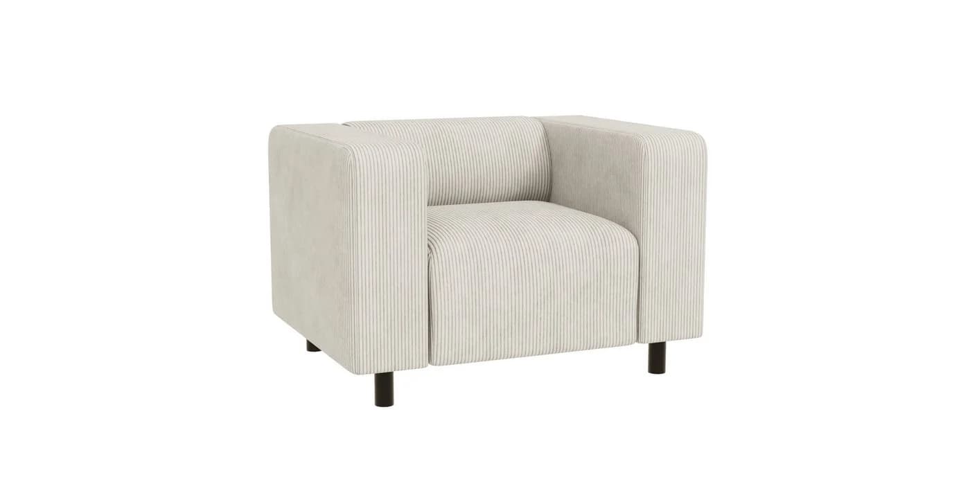 S-Style Möbel Sessel Gustav Beige Cord-Stoff mit Wellenfederung