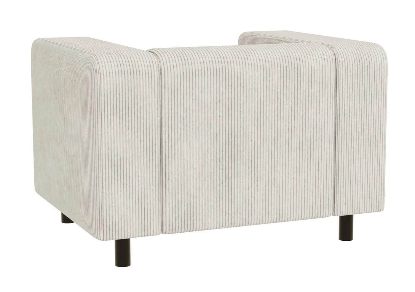 S-Style Möbel Sessel Gustav Beige Cord-Stoff mit Wellenfederung - Bild 5