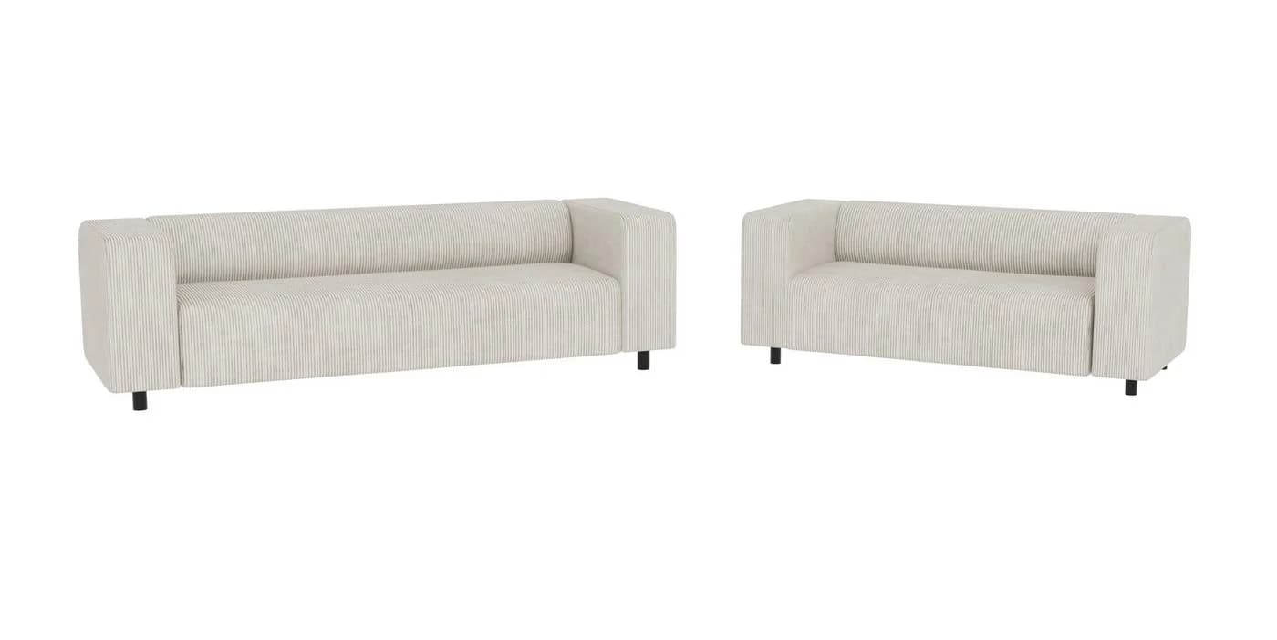 S-Style Möbel Polstergarnitur Gustav 3+2 Cord-Stoff Beige