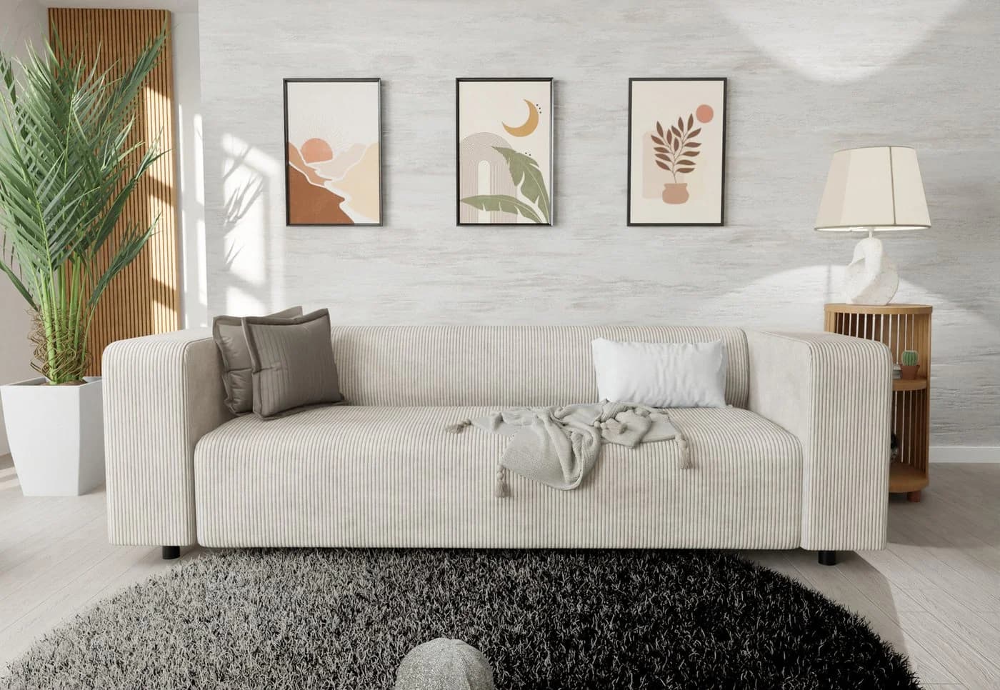 S-Style Möbel Polstergarnitur Gustav 3+2 Cord-Stoff Beige - Bild 4