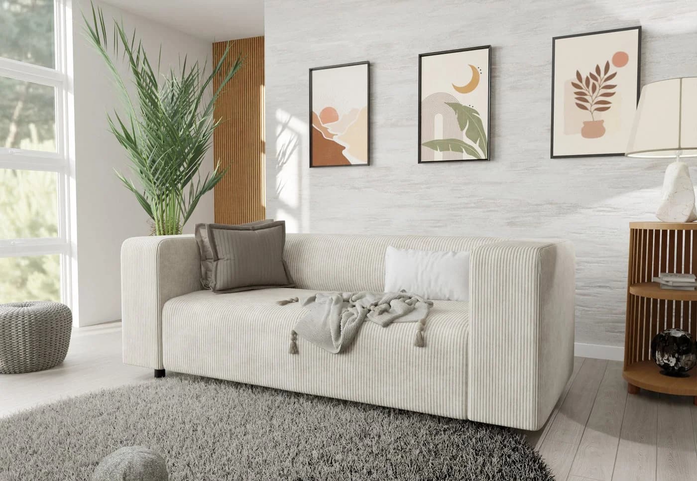 S-Style Möbel Polstergarnitur Gustav 3+2 Cord-Stoff Beige - Bild 5