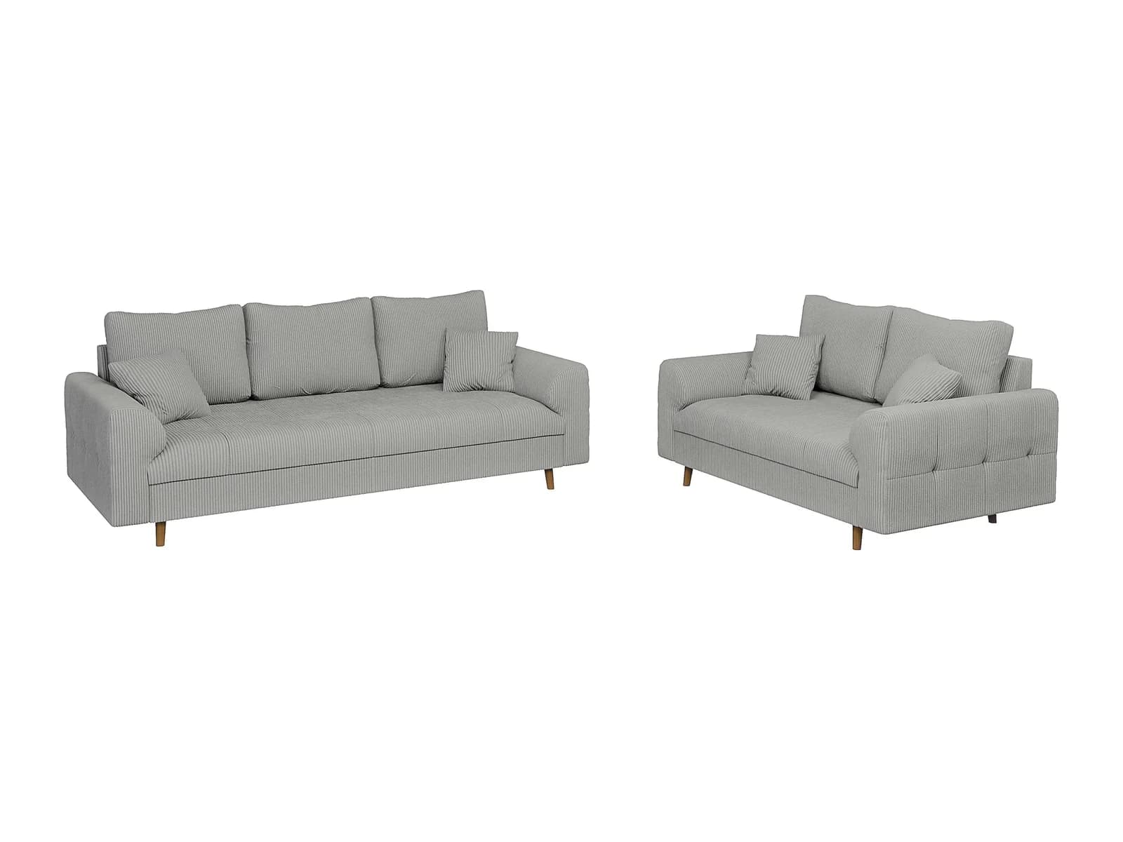 S-Style Möbel Polstergarnitur Zara 3+2 Grau Cord Skandinavisch