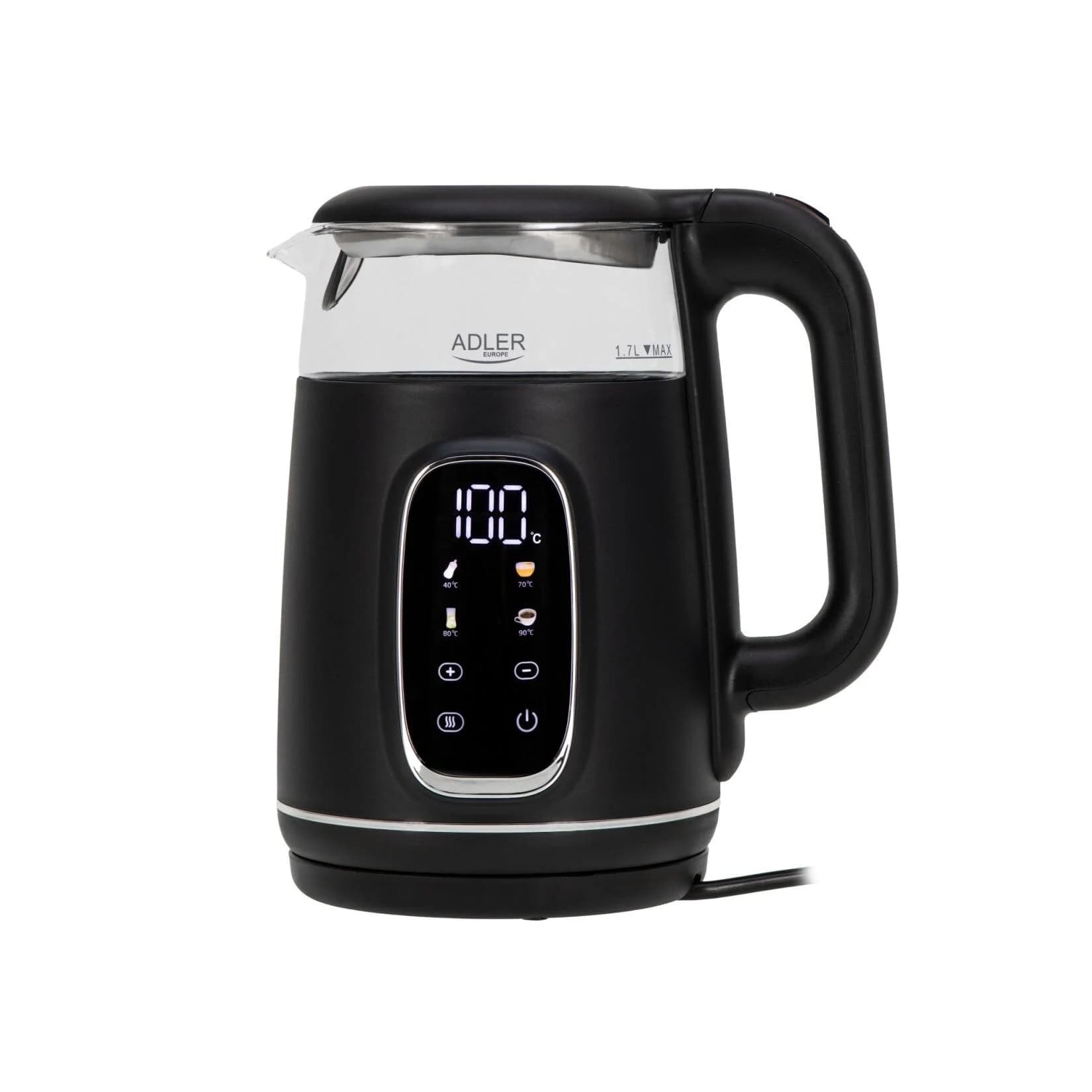 Adler AD 1305 BS Wasserkocher 2200 W 5 Temperaturstufen 360° Sockel