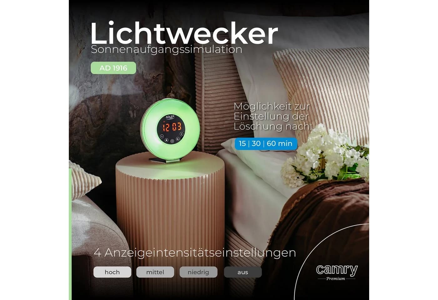 Adler AD 1916 Lichtwecker mit UKW-Radio und USB-C - Bild 5