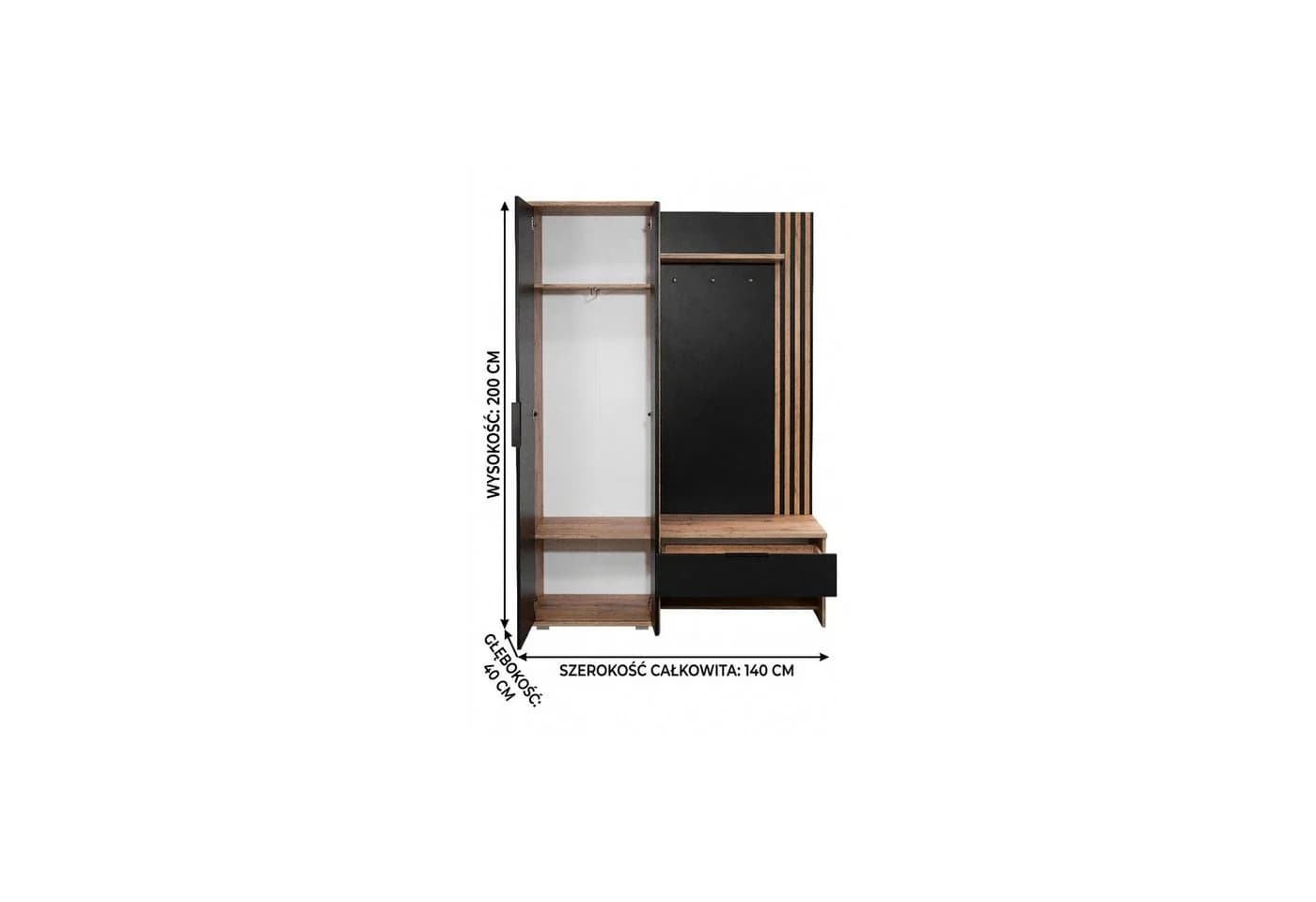 COMBO Kompaktgarderobe 140cm mit Sitzbank, Schublade & Haken - Bild 4