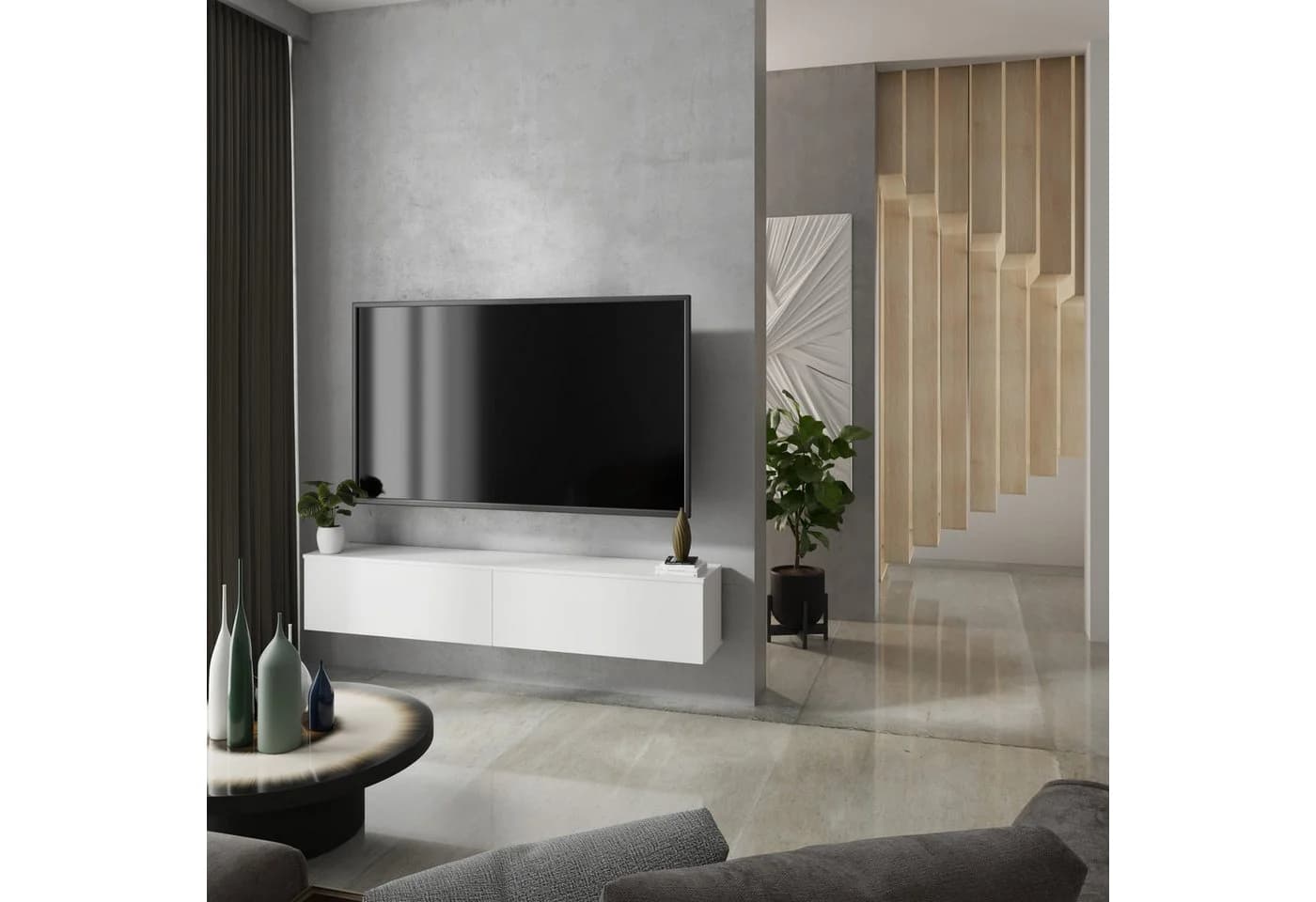 KOBI S.C. TV-Schrank Nicole 160 cm weiß hängend/stehend grifflos TIP-ON - Bild 3