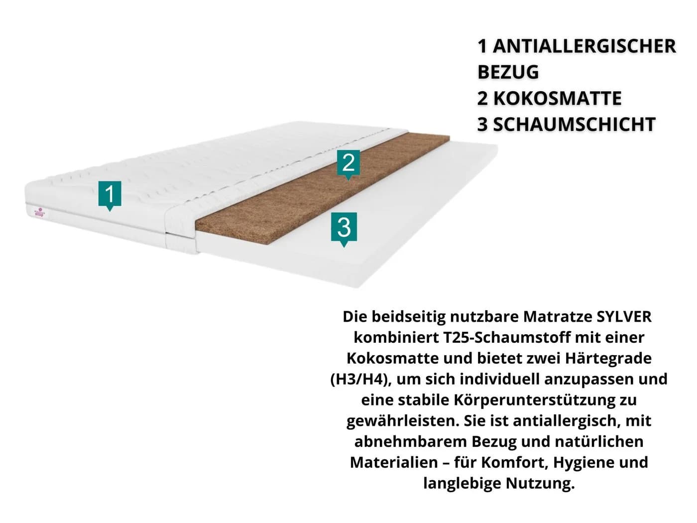 MARPUR SYLVER Komfortschaummatratze Kokosmatratze 10 cm hoch - Bild 5